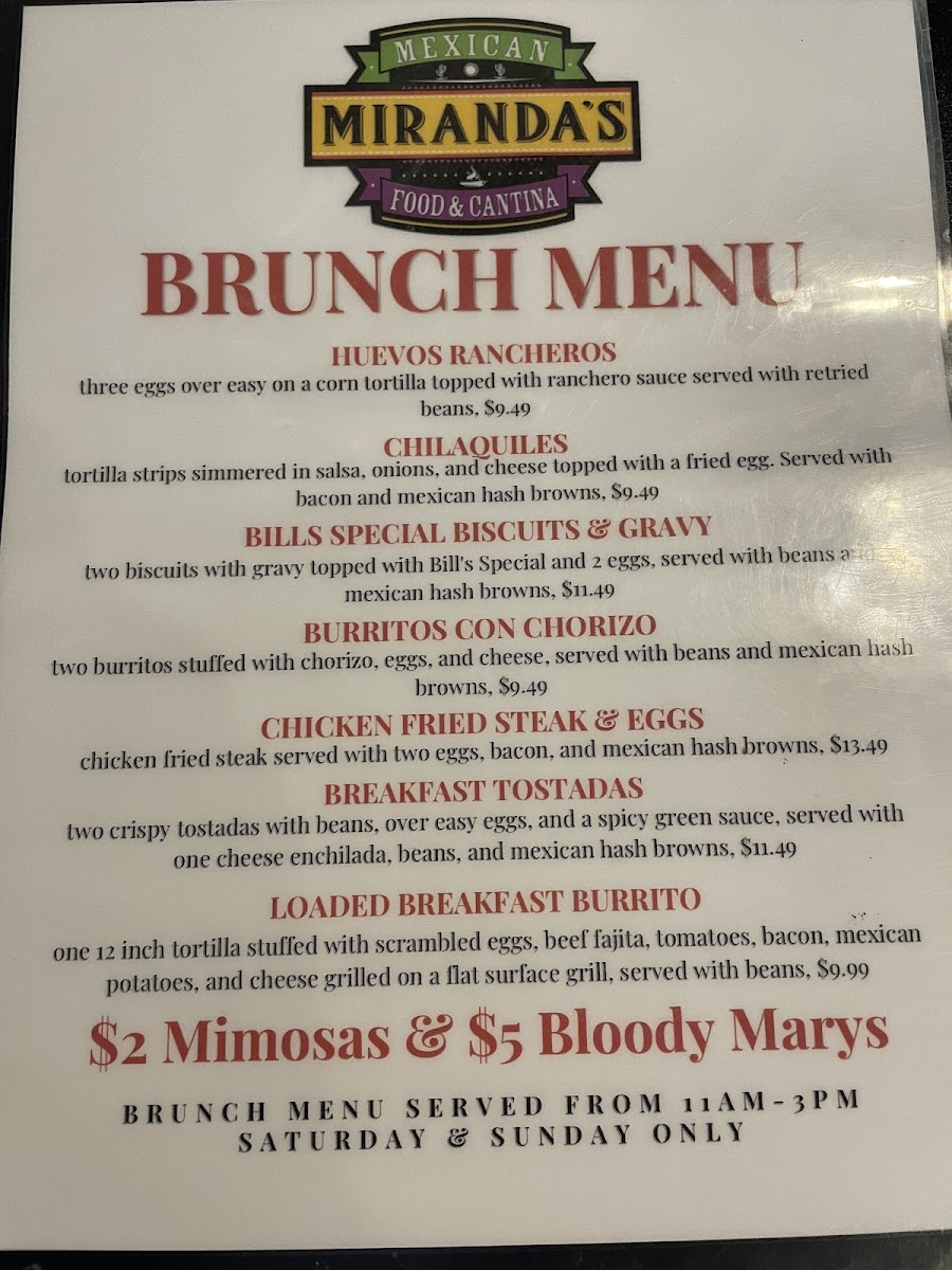 Menu Miranda's Fresh Mexican Food-3