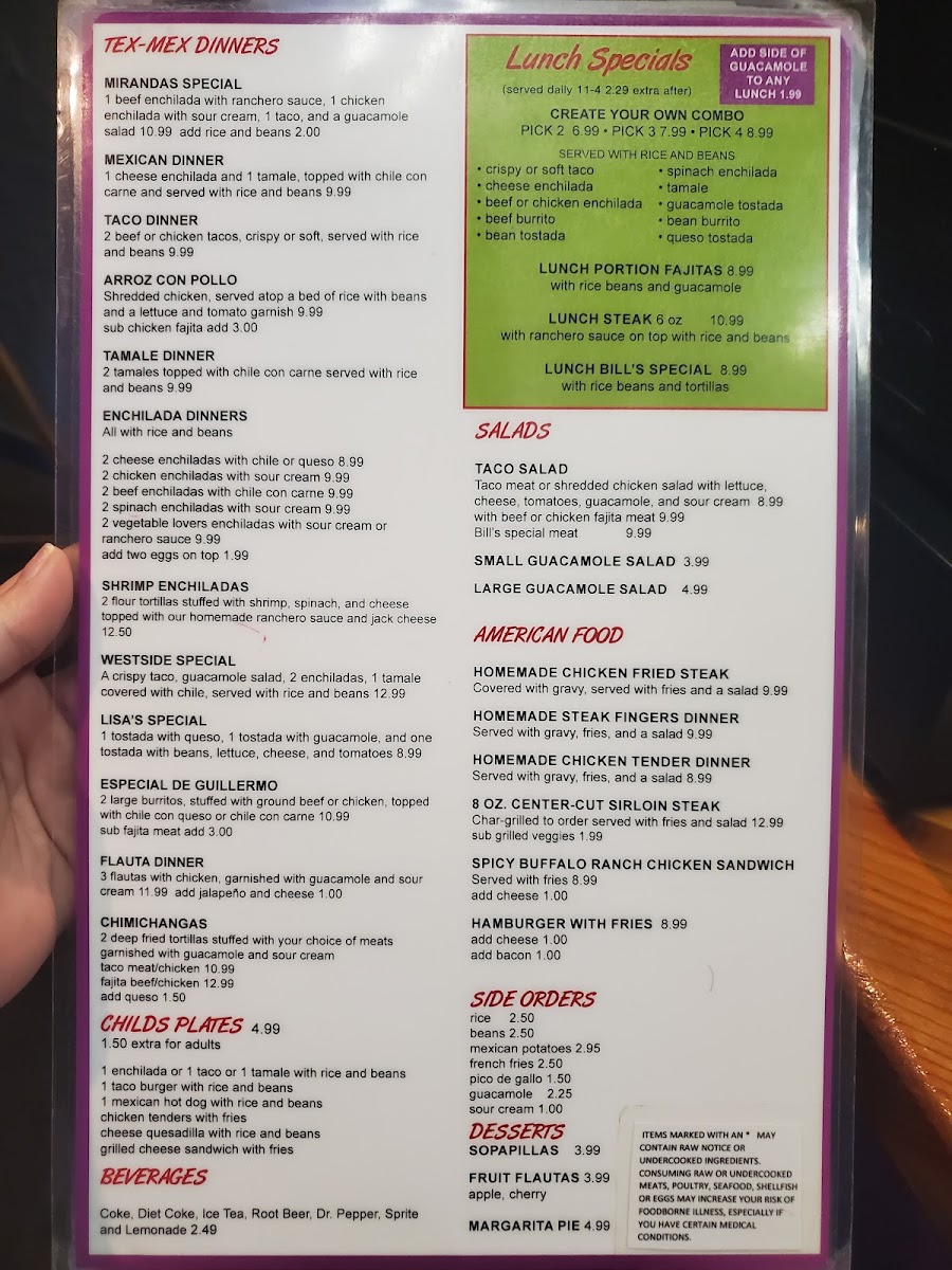 Menu Miranda's Fresh Mexican Food-4