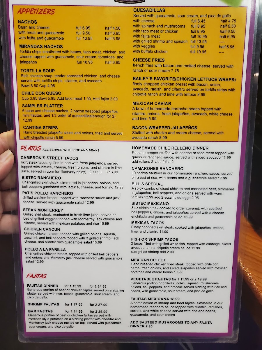 Menu Miranda's Fresh Mexican Food-5