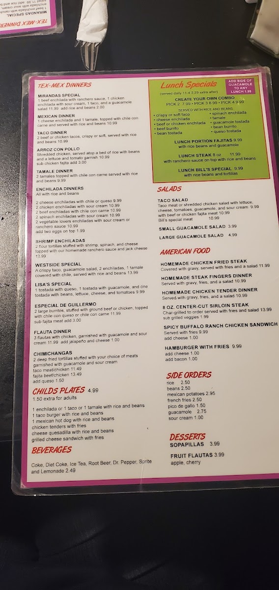 Menu Miranda's Fresh Mexican Food-6
